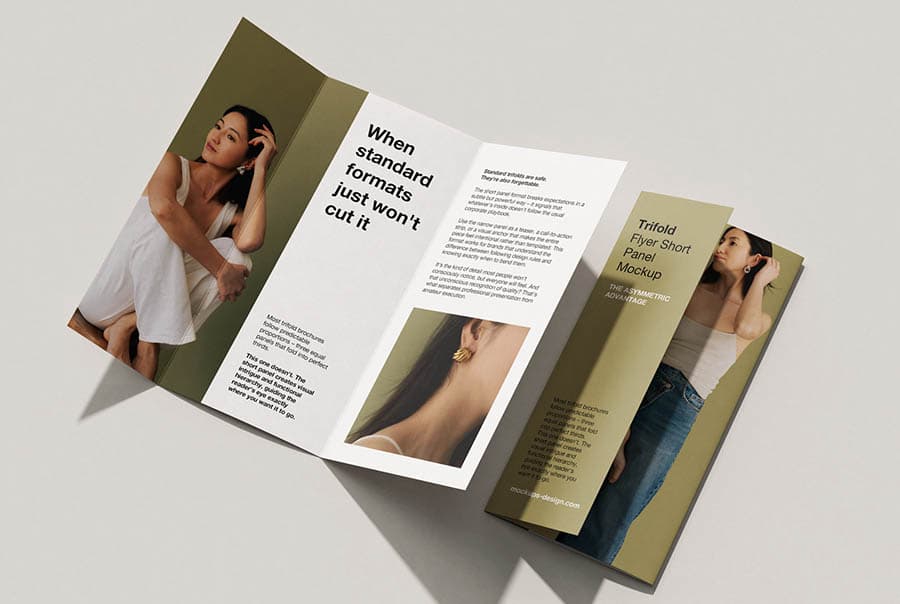 Asymmetric DL trifold flyer mockup