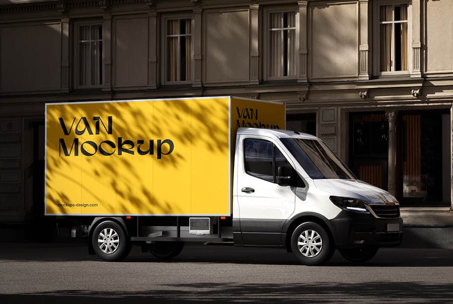 Box body delivery van mockup