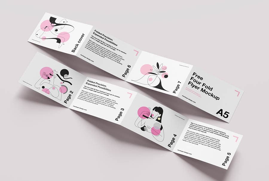 Clean four-fold flyer mockup