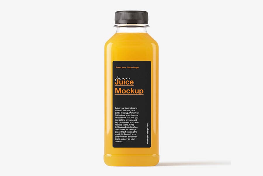 Clear juice bottle mockup
