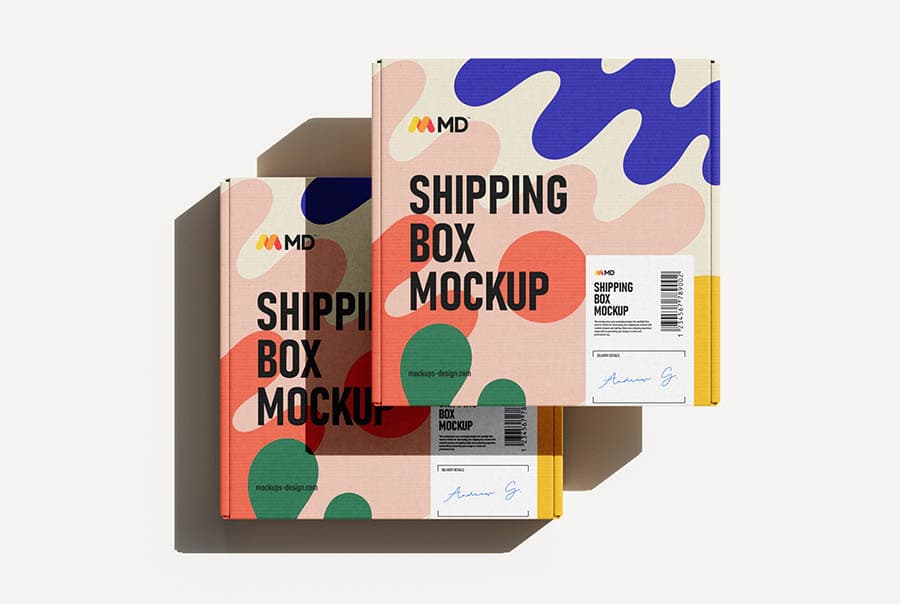 Square corrugated shipping box mockup