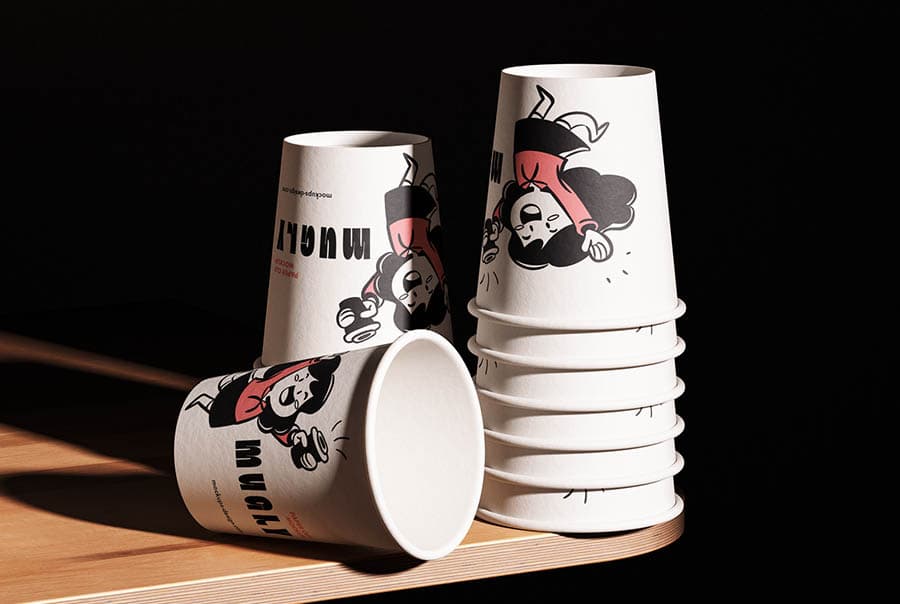 Stacked paper cup mockup