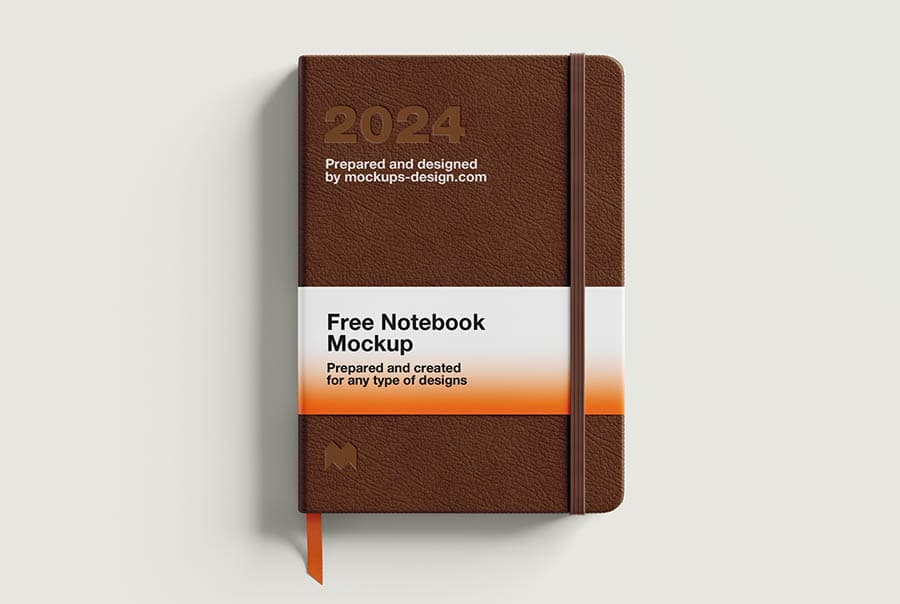 Thick leather notebook mockup