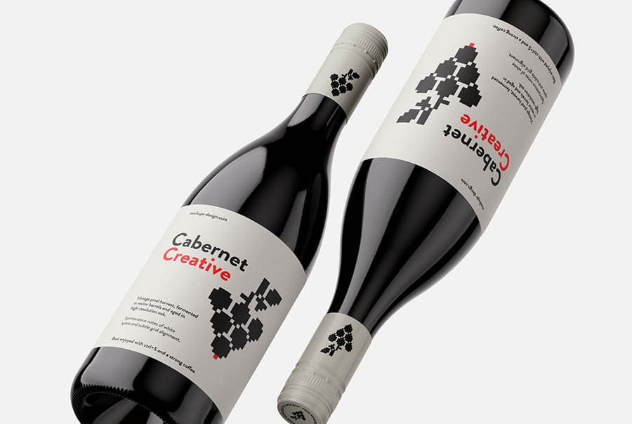 Wine bottle with screw lid mockup