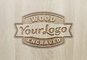 Wood Engraved Logo MockUp #2