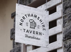 Hanging Wall Sign MockUp