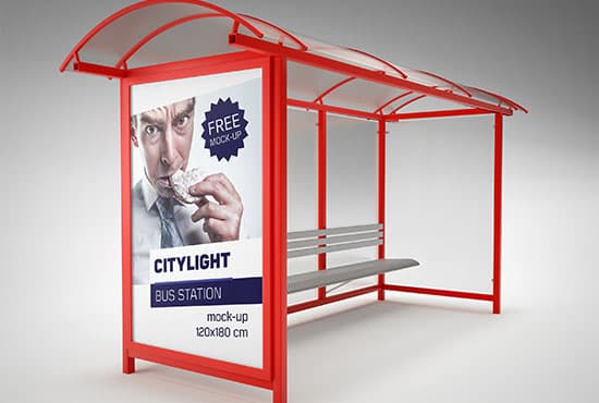 Bus station citylight mockup
