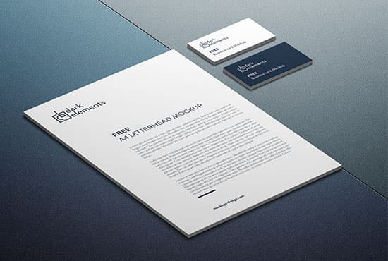Dark Elements / A4 paper with business cards