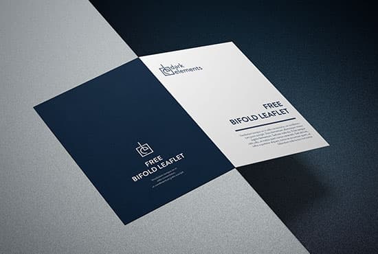 Dark Elements / Bifold Cover Leaflet Mockup