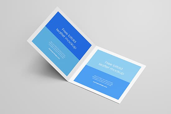 Free bi-fold square leaflet mockup