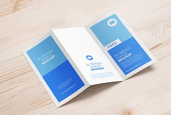 Free trifold DL leaflet mockup