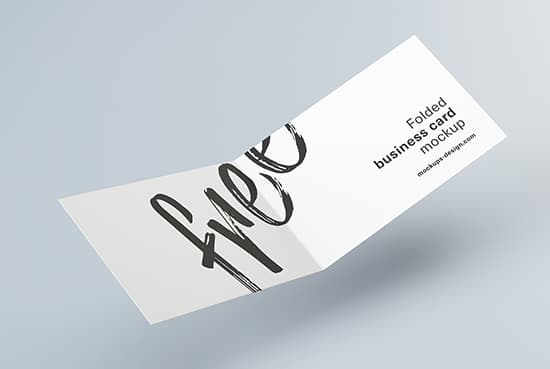 Free folded business card mockup