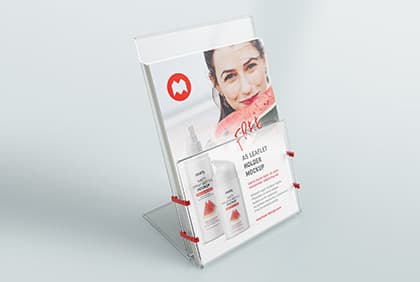 Free transparent leaflet holder mockup / A5