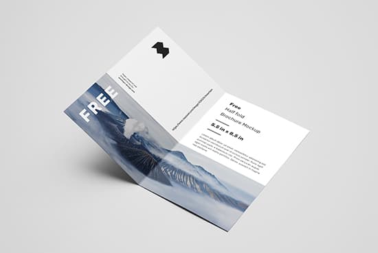 Free US half fold brochure mockup