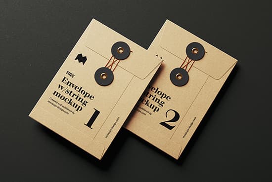 Free envelope with string mockup
