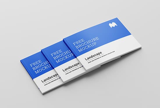 Free perfect binding landscape brochure mockup