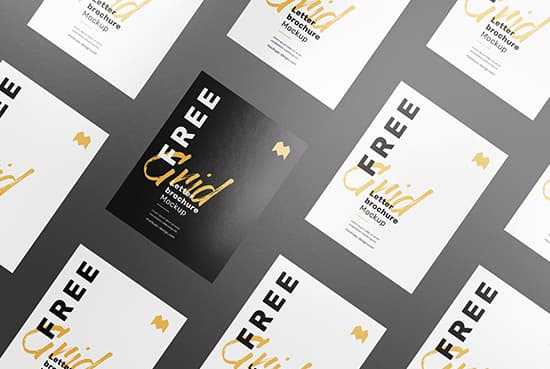 Free grid letter brochure mockup