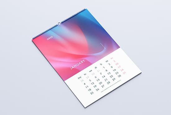 Free A3 wall calendar mockup