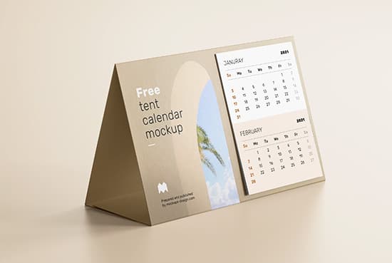 Free tent calendar mockup