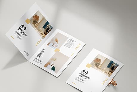 Free folded A4 brochure mockup