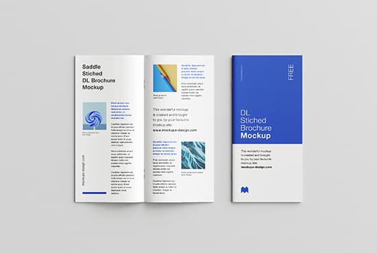 Free saddle stitched DL brochure mockup