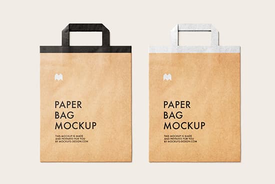 Free flattened paper bag mockup