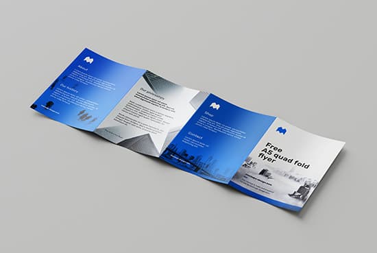 Free A5 quad fold flyer mockup