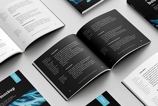 Free thin square book mockup