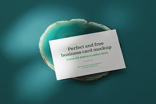 Business card on green agate mockup
