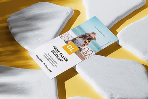 DL flyer with white stones mockup