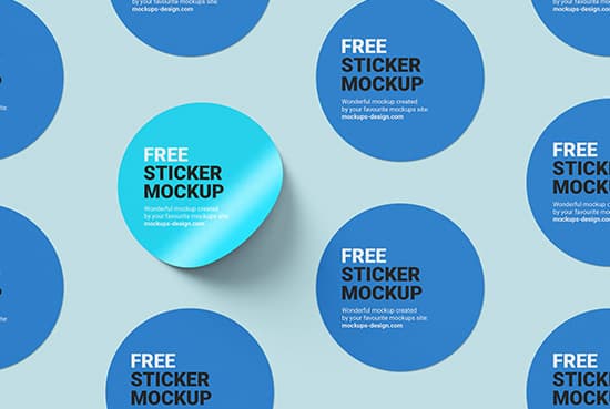 Free round sticker mockup