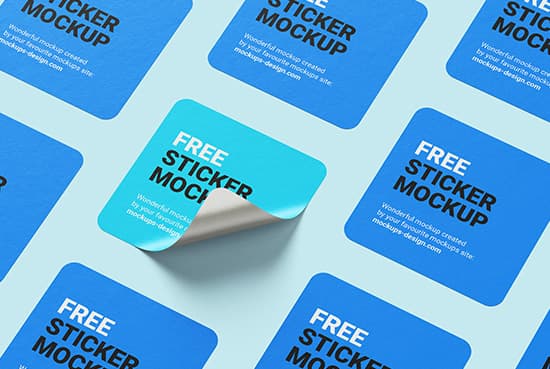 Free square sticker mockup