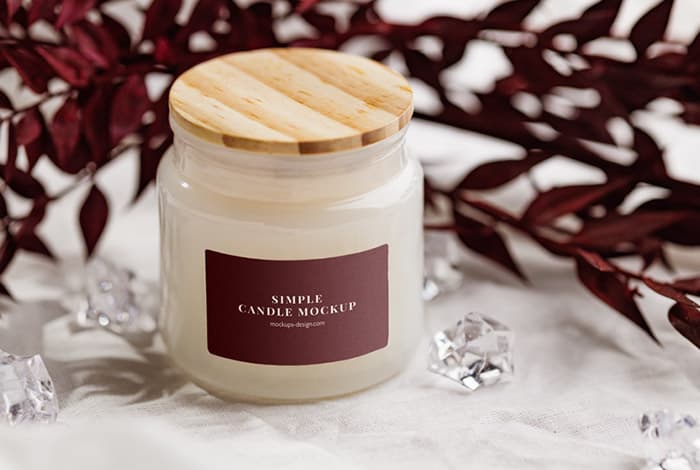Bright candle on white background mockup