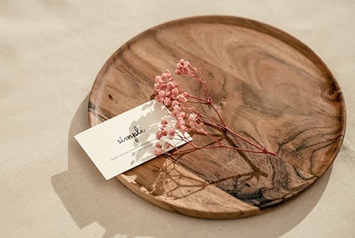 Business card with dried flowers mockup