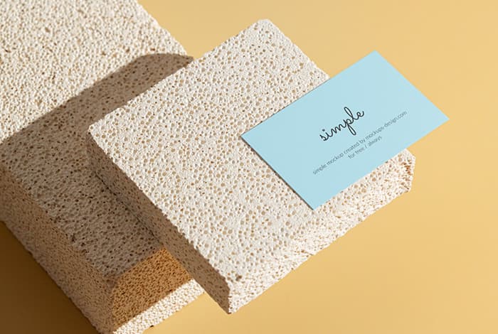 Business card on stone tiles mockup