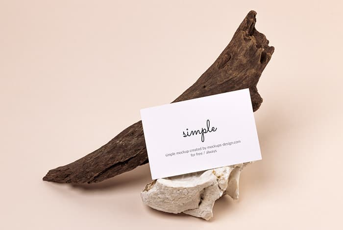 Business card with dried wood mockup
