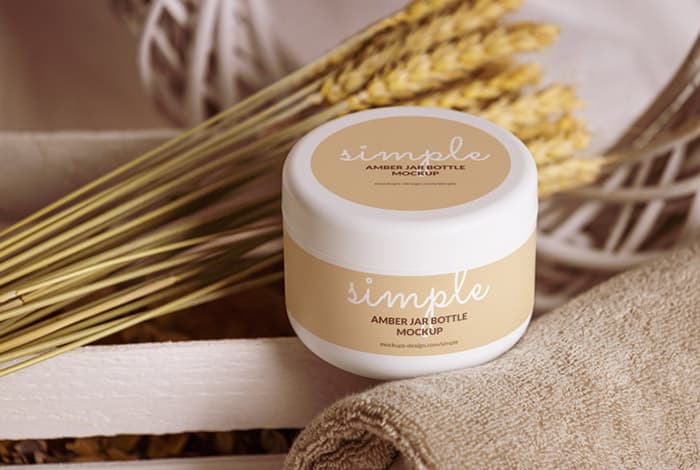 Cosmetic jar with label mockup