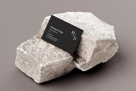 3,5×2 inches business cards on stone mockup