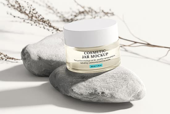 Free cosmetic jar mockup