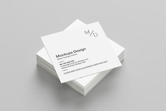 Free square business card mockup