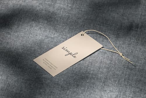 Label tag on grey material mockup