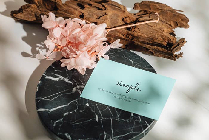 Business card on marble tile mockup