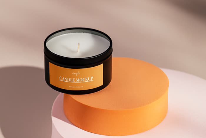 Candle in the black jar mockup