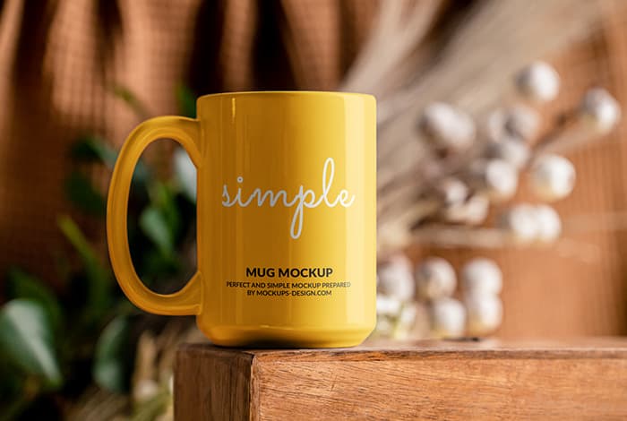 Mug with decorative background mockup