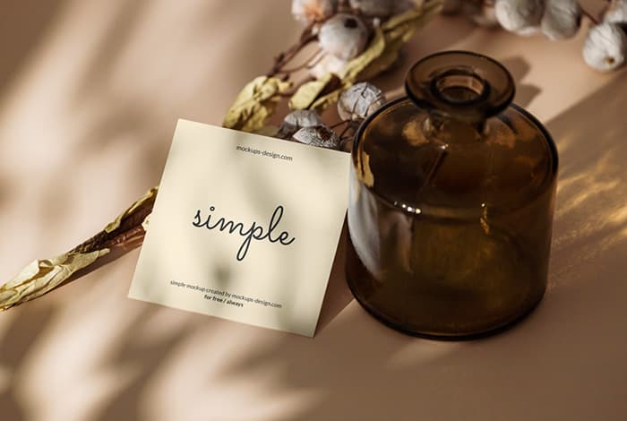 Square flyer with dark bottle mockup