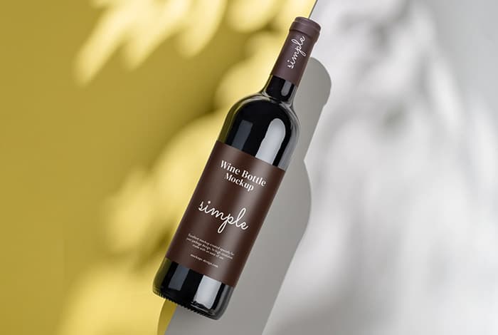 Sunny wine bottle mockup
