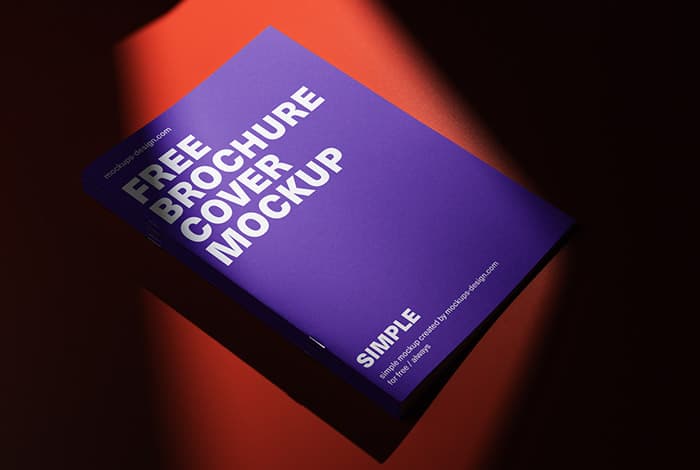 Brochure cover on red background mockup