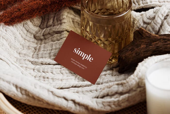 Business card on the blanket mockup