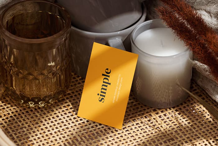 Business card with the candle mockup