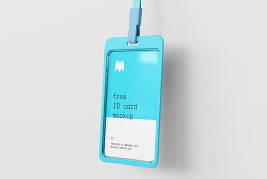 Free ID card holder mockup